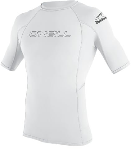 O'Neill Wetsuits Men's Basic Skins Short Sleeve Rash Guard, White, 3XL