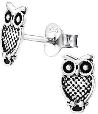 Laimons Mädchen Kids Kinder-Ohrstecker Ohrringe Kinderschmuck Eule oxidiert aus Sterling Silber 925