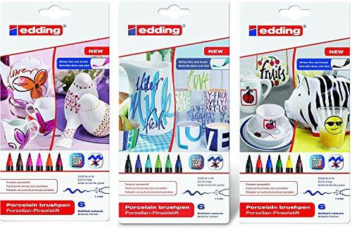 Porzellan-Pinselstift edding 4200, 3 x 6er-Set, 1-4 mm, family-, warm-, cool-colour Set