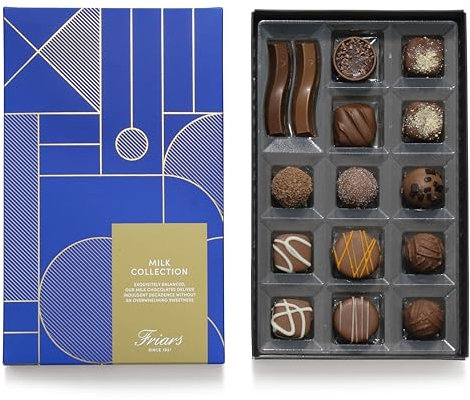 Friars Milk Chocolate Collection | 15 Luxury Assorted Belgian Chocolates | No Alcohol | Ideal Present for Special Occasions, Birthday, Valentines, Anniversary