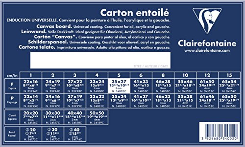 Clairefontaine 34002C - Leinwand (3 mm, Querformat, 35 x 27 cm, ideal für Nasstechniken, praktisch und einfach zu verwenden) weiß