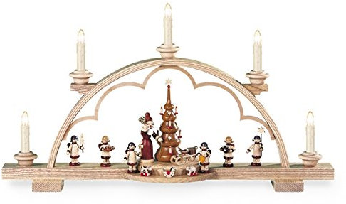 Rudolphs Schatzkiste Lichterbogen Schwibbogen Bescherung elektrisch beleuchtet Natur (120V 50Hz) (LxBxH):57x11x32cm NEU Lichterbogen Fensterbogen Spitzbogen Erzgebirge Seiffen Weihnachten Licht