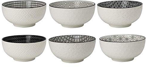 Ard'time - Bol Komae noir et blanc diam 16 cm lot de 6