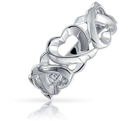 Bling Jewelry BFF Friendship Romantic Offen Heart Huggies & Kisses Xo Ewigkeitsring Versprechen Ring Für Frauen Teen Freundin .925 Sterlingsilber