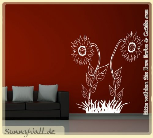 Wandtattoo Sonnenblume auf Wiese Gras Größe Größe 2