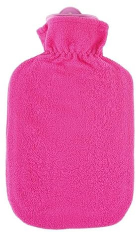 2 Liter Gummi-Wärmflasche mit Fleecebezug, Wärmeflasche, Bezug- u. Farbwahl (Fleecebezug, pink)