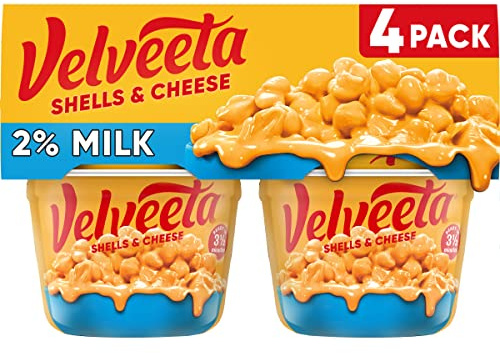 Velveeta Shells & Cheese - Macarrones y queso para microondas con 2% de queso de leche (paquete de 4, 62 ml)