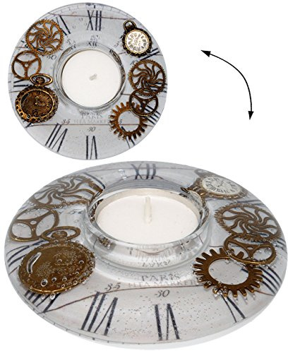 alles-meine.de GmbH 3-D Effekt - Teelichthalter - Timeless/zeitlos - aus Glas - mundgeblasen - Handarbeit aus Deutschland - runder Kerzenhalter/Teelichtgläser Vintage mit..