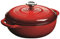 Lodge: 2,84 l / 3 tazones con soporte en hierro fundido y porcelana olla de esmalte/Cazuela roja