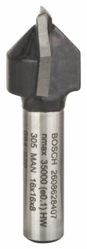 Bosch Professional 2 608 628 407 - Fresas para ranuras en V - 8 mm, D1 16 mm, L 16 mm, G 45 mm, 90° (pack de 1)