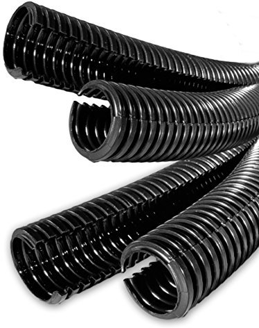 Black Spiral Conduit Split Tube Cable Tidy Wire Loom Harness 22mm ID x 28mm OD (50m Length)