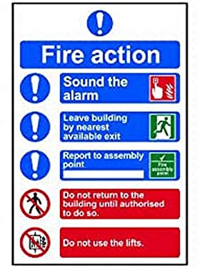 Scan SCA0178 Self adhesive PVC sign - Fire action procedure - Style 2 - 200 x 300mm