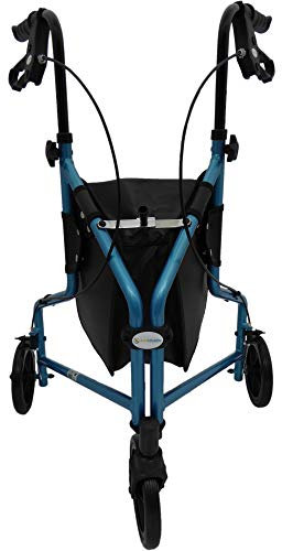 Tri Walker with Lockable Brakes and Carry Bag, Lightweight Aluminium Folding 3 Wheel Adjustable Height, Perfect for Indoor and Outdoor (Aqua Blue)