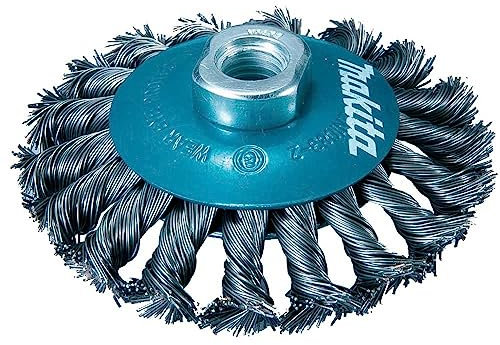 Makita D-39827 Kegelbürste Ø 100 mm, gezopft, verzinkter Stahldraht, M14 Gewinde Aufnahme, Drahtbürste zum Entrosten, Entzundern, Aufrauen und Reinigen von Stahl