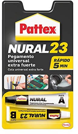 Pattex Nural 23 Pegamento universal extra fuerte, adhesivo extrafuerte para múltiples materiales, pegamento resistente a agua, aceite, disolventes y más, 2 x 11 ml