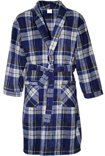SaneShoppe Vestaglia da uomo con collo sciallato a quadri 300 gsm (S-M, Marina Militare)