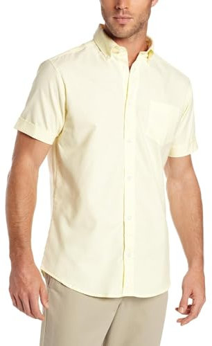 Lee Uniforms Men's Short-Sleeve Oxford Shirt - Yellow - Medium