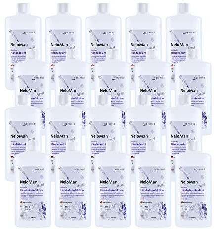 NeloMan liquid Desinfektionsmittel - 20 x 500 ml Spenderflasche – antibakterielles Handdesinfektionsmittel - viruzid wirksam – ohne Farbstoffe