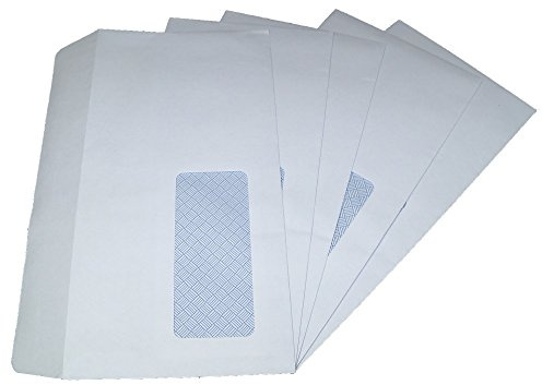 25 White DL/Letter Size Self Seal Paper Envelopes With Address Window 110 x 220mm 80gsm - Office Postal Mailing Postage Posting Supplies