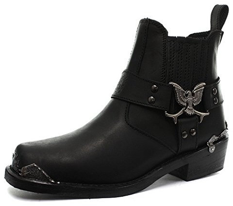 Grinders Nero Eagle Uomini Lo Cowboy Moto Pelle Occidentali Nuovi Stivali 44