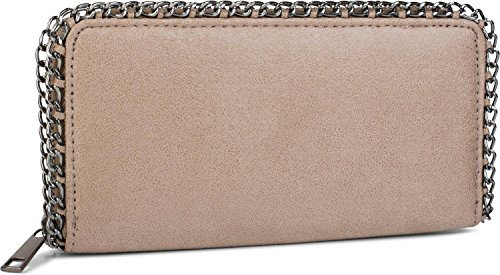 styleBREAKER weiche Vintage Geldbörse mit umlaufender Kette und Reißverschluss, Portemonnaie, Damen 02040061, Farbe:Beige