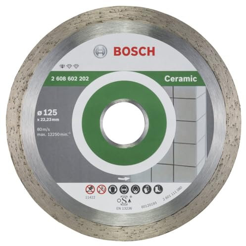 Bosch 10x Diamanttrennscheibe Standard for Ceramic (für Stein, Keramik, Fliesen, Marmor, Ø 125 x 22,23 x 1,6 x 7 mm, Zubehör für Winkelschleifer)