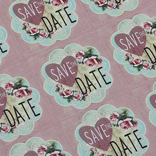 Luck and Luck Quadratischer Aufkleber Save The Date, Pink mit Blumen, 30 Stück