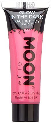 Moon Glow, im Dunkeln leuchtende Gesichts- und Körperfarbe, phosphoreszierend, zum Leuchten aufladen (Rosa, 12 ml (1 Stück))