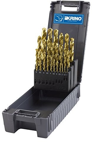 Krino 01170302 - HSS-G TiN Set Punte Rettificate Rivestite in Titanio Per Acciaio - 25 Pezzi
