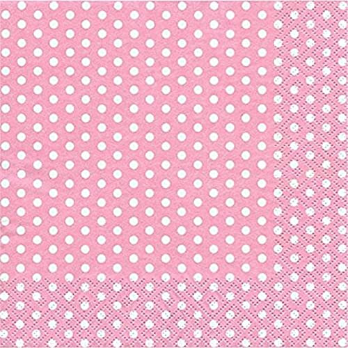 Anniversary House PJ379201 Tiflair Lunch-Servietten, gepunktet, Hellrosa, 3-lagig, Rosa mit weißen Punkten