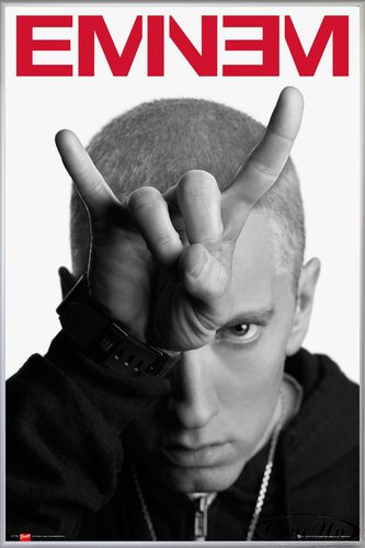Close Up Eminem Poster Teufel MMLP2 (93x62 cm) gerahmt in: Rahmen Silber matt