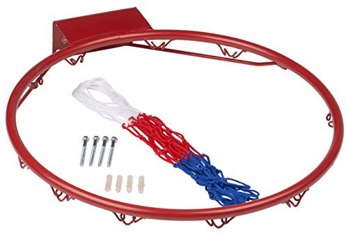 Dunlop Anneau de Basket Ø45 cm - Panier de Basket avec Filet pour Montage Mural - Convient pour L’Extérieur - avec Vis et Chevilles - Accessoire de Basket pour Enfants et Adultes
