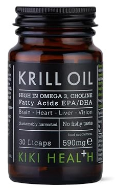 KIKI Health Krill Oil Capsules High Strength 590mg - Naturally Rich in Long-Chain Fatty Acids EPA & DHA, Support Heart, Brain, Liver, & Vision - Omega 3 Fish Oil Alternative, Gluten Free - 30 Capsules