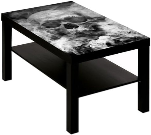 B-wie-Bilder.de Couchtisch mit Motiv Gothic Hell Totenkopf Smoke