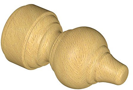 Flairdeco Endstücke für 28 mm Ø Gardinenstange, Rillenform, Holz, Buche lackiert, 2 Stück