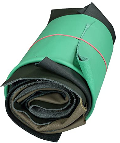 Langlauf Schuhbedarf Lederreste Grün 1kg - Verschiedene Grüntöne - Lederstücke alle Stücke Mind. DIN A3 - echtes Leder zum nähen - handverlesene Lederstücke - Leder zum basteln