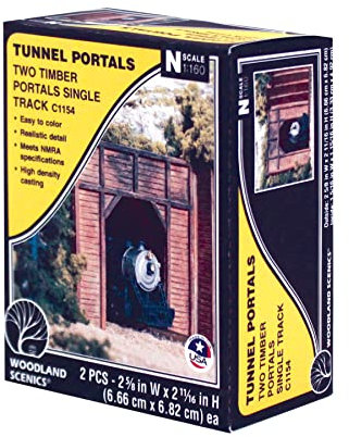 Woodland Scenics C1154 Tunnelportal Tunneleinfahrt Holzbalken eingleisig Spur N 1:160 Timber Tunnel Portal 2 Stück selbst anmalen