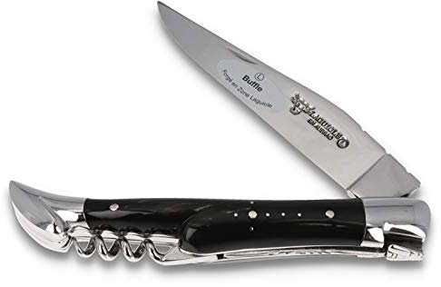Laguiole en Aubrac Taschenmesser L0311BUIS 11 cm, Korkenzieher, Backen glänzend, Griff Büffelhorn