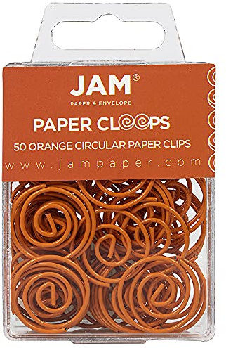 JAM PAPER Kreisförmige Büroklammern - Runde Büroklammern - Orange - 50/Packung