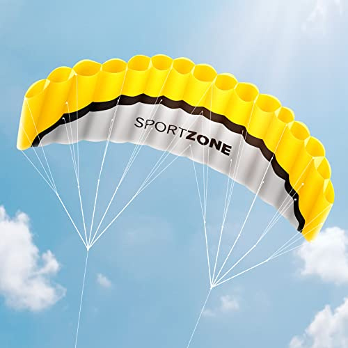 Kwasyo 2.5m Parafoil Kite Outdoor Sports Dual Line Stunt Parachute Beach Kites with Handle 30m Line