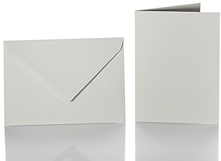 Paper24 je 25 farbiger Umschläge C5 + Faltkarten 15x20 cm Grau