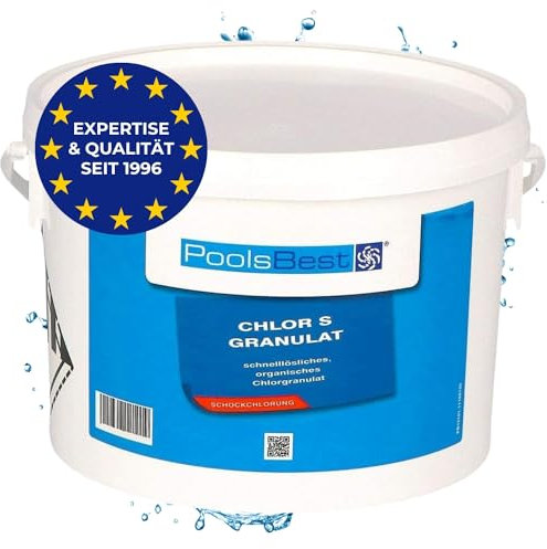 PoolsBest 3kg Chlor S Granulat I schnelllösliches Chlorgranulat-Pulver mit 56% organischem Aktiv-Chlor I Schnellchlor-Granulat zur Poolreinigung I pH-neutrale Stoßchlorung & Schnelldesinfektion