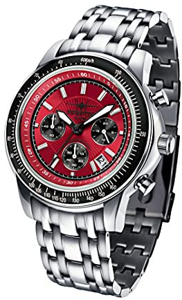 FIREFOX Airliner FFS04-105b Sunray rot Chronograph massiv Edelstahl Sicherheitsfaltschließe Herrenuhr Armbanduhr 10 ATM wasserdicht