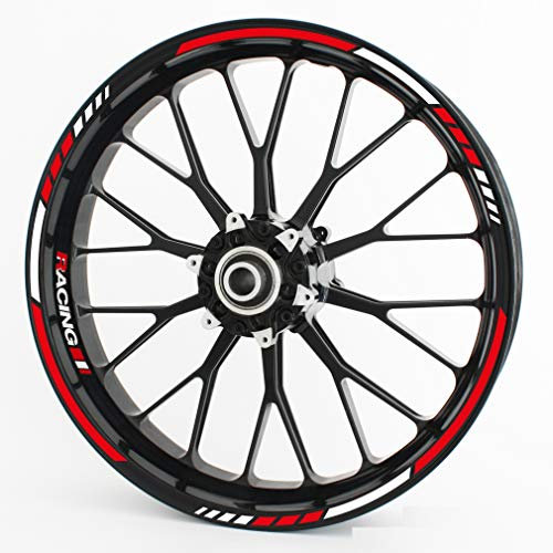 Felgenrandaufkleber RS - Komplettset für 15 16 17 18 19 - Farbe & Design wählbar - Rot, Design 2