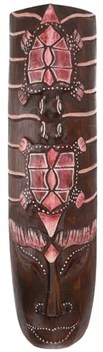 GURU SHOP Kleine Abstrakte Maske, Wandschmuck, Ethno Wanddekoration aus Balsaholz - Modell 8, 50x12x6 cm