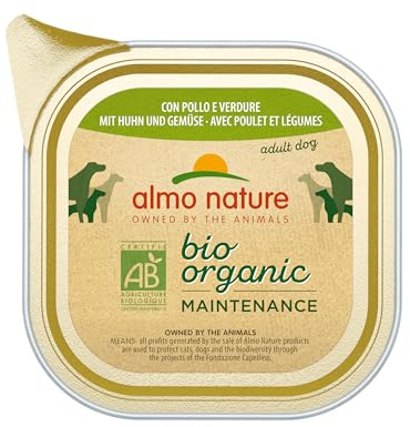 almo nature Bio Organic Maintenance Nassfutter für Hunde mit Huhn und Gemüse, 32er Pack (32 x 100 g)