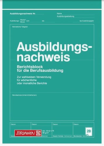 BRUNNEN Ausbildungsnachweisblock | A4, 28 Blatt, grün