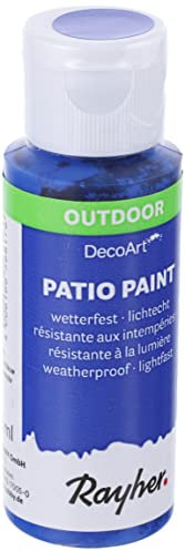 Rayher 38610374 Patio Paint, azurblau, Flasche 59 ml, wetterfeste Acrylfarbe für Den Außenbereich, lichtecht, Farbe für Innen und außen, Outdoor-Farbe