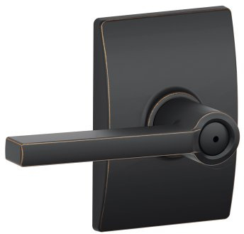 Schlage F40LAT716CEN Century Collection Latitude Privacy Lever, Aged Bronze