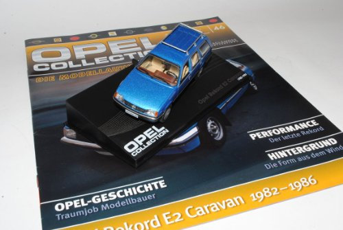 Ixo Opel Rekord E2 Caravan 1982-1986 Kombi Blau Inkl Zeitschrift Nr 46 1/43 Modell Auto mit individiuellem Wunschkennzeichen